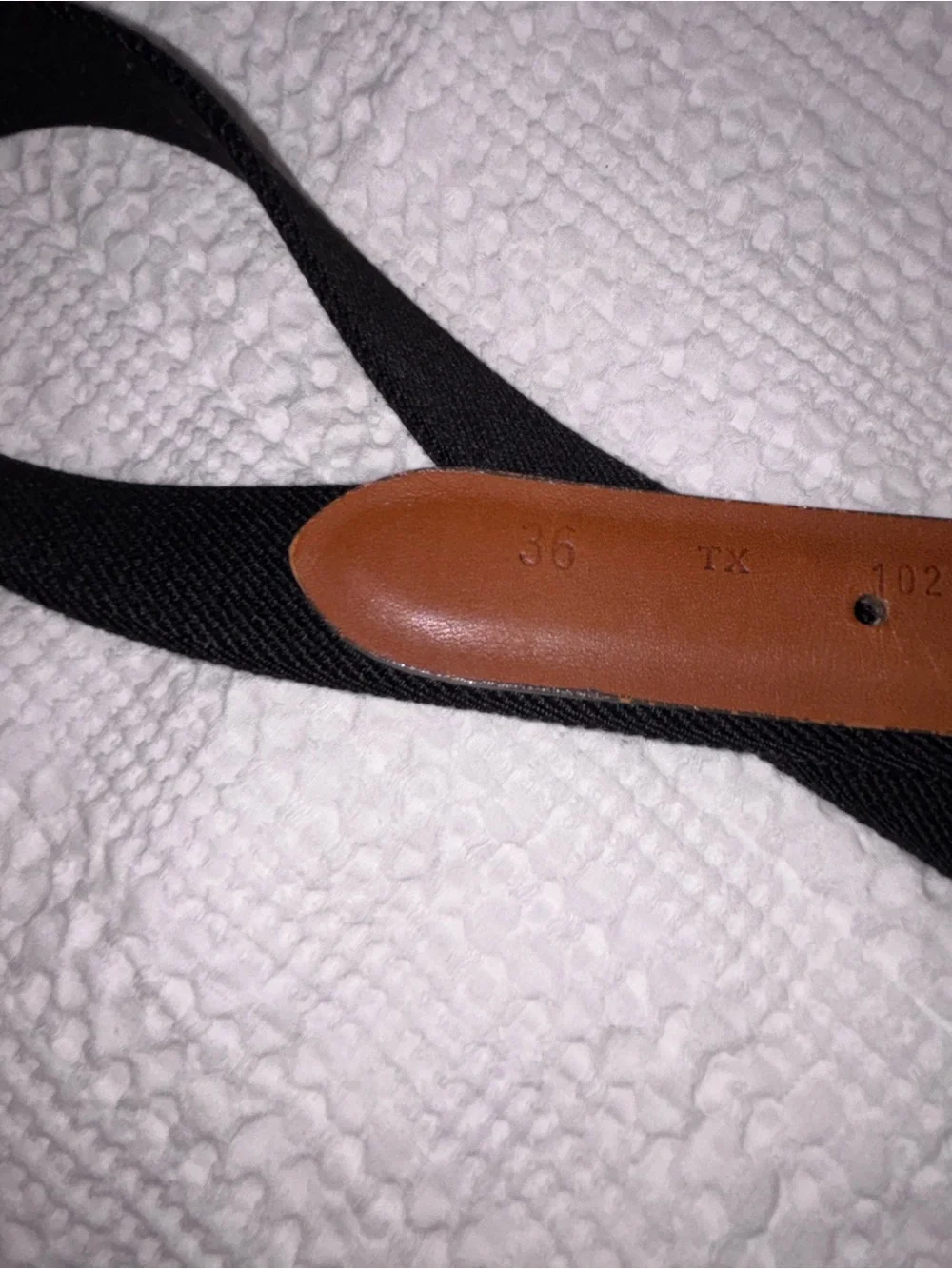 Men's Black Canvas Belt with Brown Leather Accent Trafalgar size 36